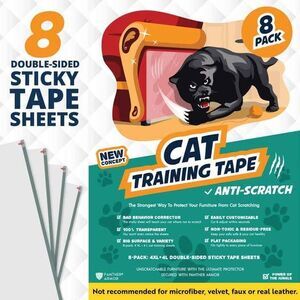 8-Pack Cat Scratch Deterrent Tape – Double-Sided Adhesive Sheets for Furniture